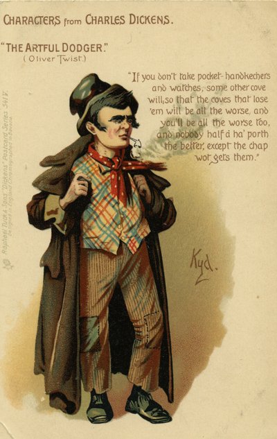 Characters From Charles Dickens - The Artful Dodger from Oliver Twist, Postcard by Joseph Clayton Clarke